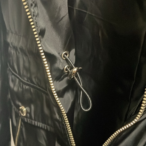 Black Michael Kors women’s rain jacket coat hooded gold Small S - Picture 7 of 8